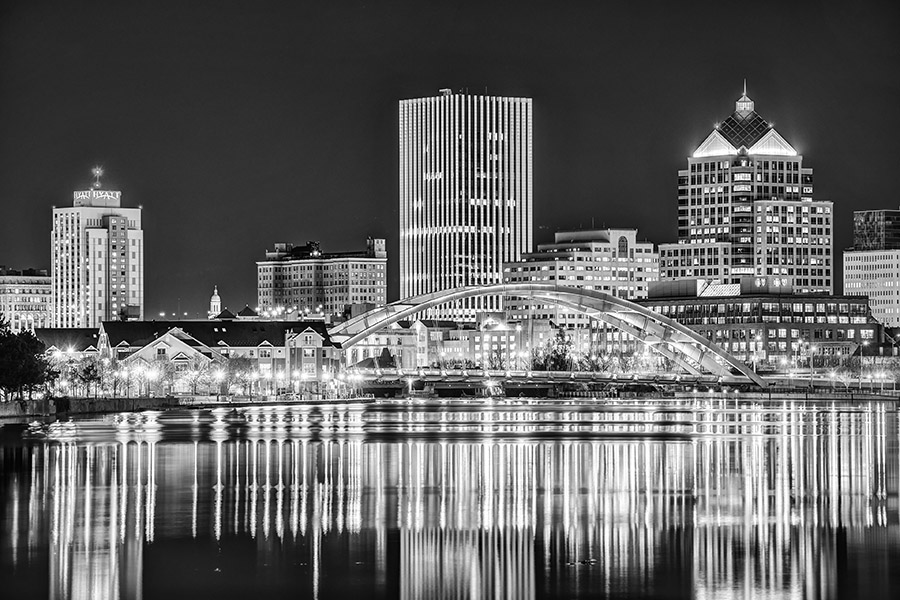 High falls in rochester new york on a frigid march evening High falls in rochester new york on a frigid march evening