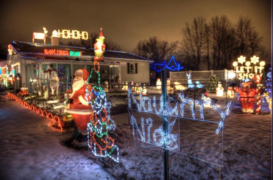 Christmas lights on Rahway Road in Gates, New York near Rochester