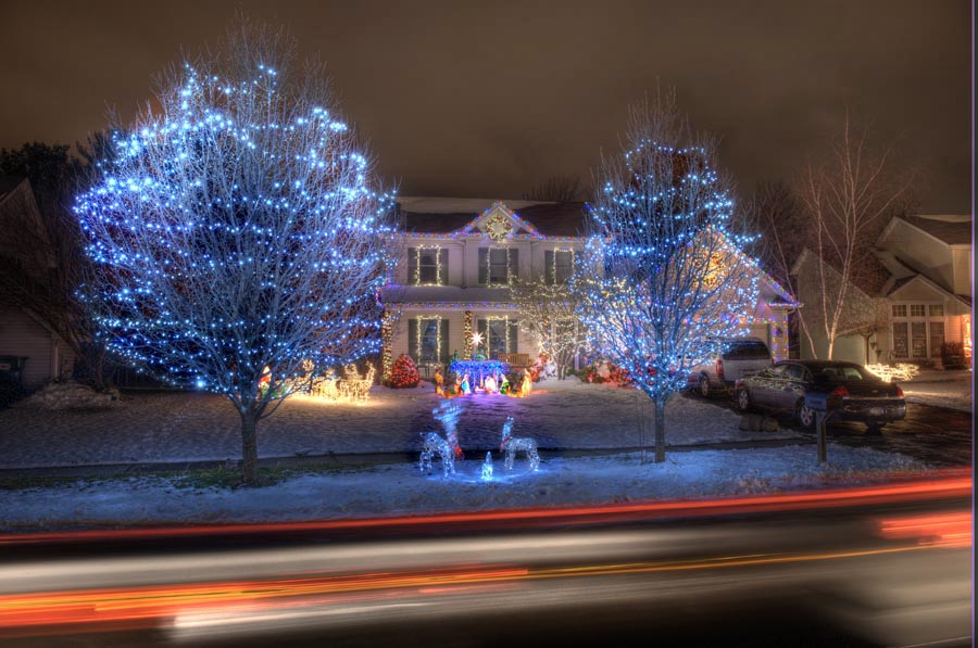 Christmas lights on Rahway Road in Gates, New York near Rochester