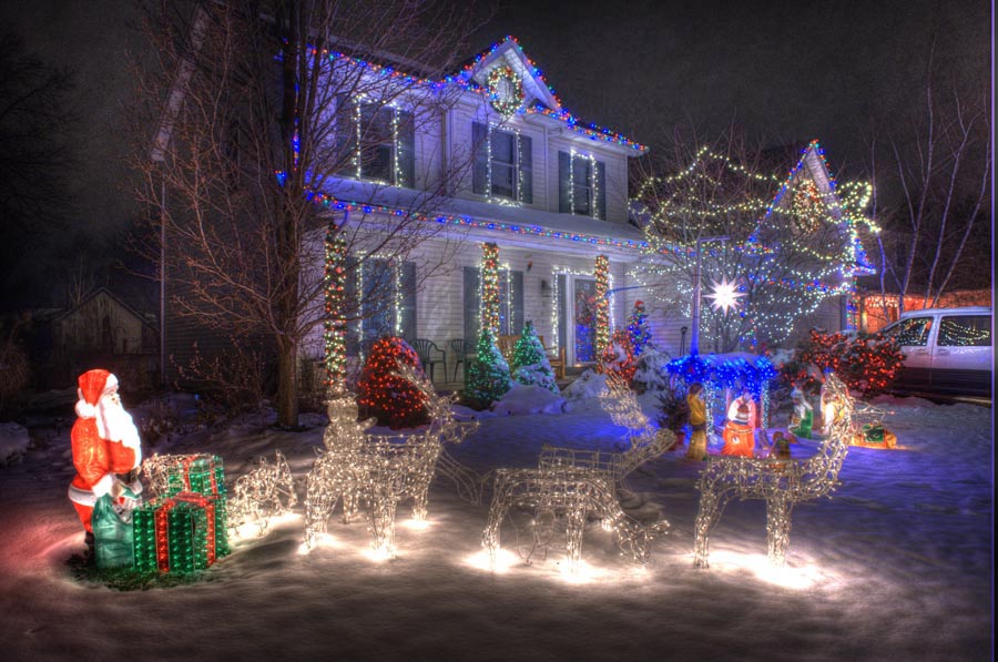 Christmas lights on Rahway Road in Gates, New York near Rochester